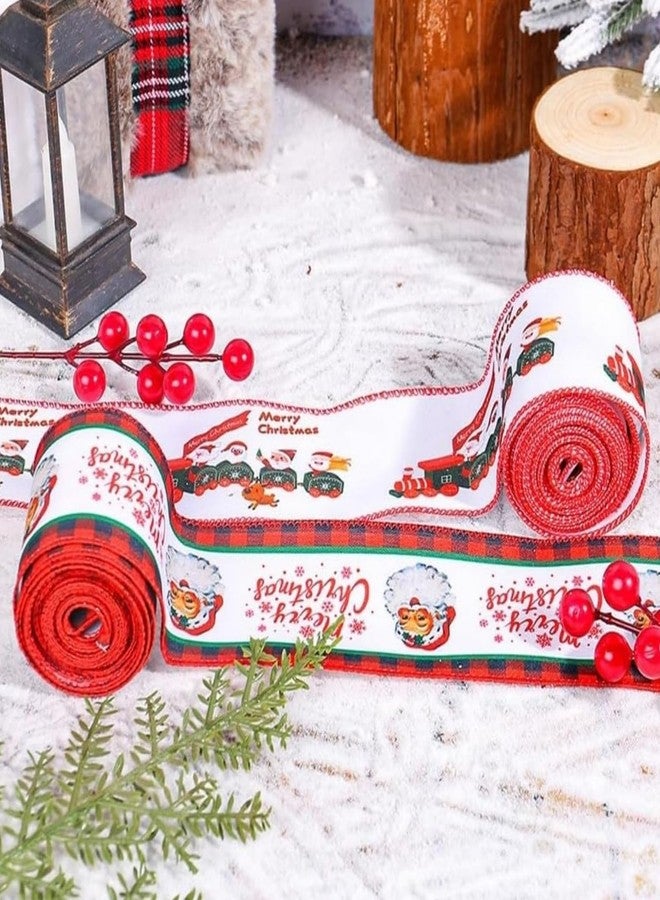 squishy Christmas Ribbon, 10M Red Green Plaid Snowflake Burlap Roll for Gift Wrapping, Christmas Tree Decor, DIY Holiday Crafts, Party Decoration (red (B)) - Image 2